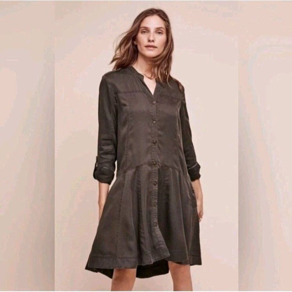 Anthropologie Holding Horses Mariona‎ Shirt Dress Gray Size 6